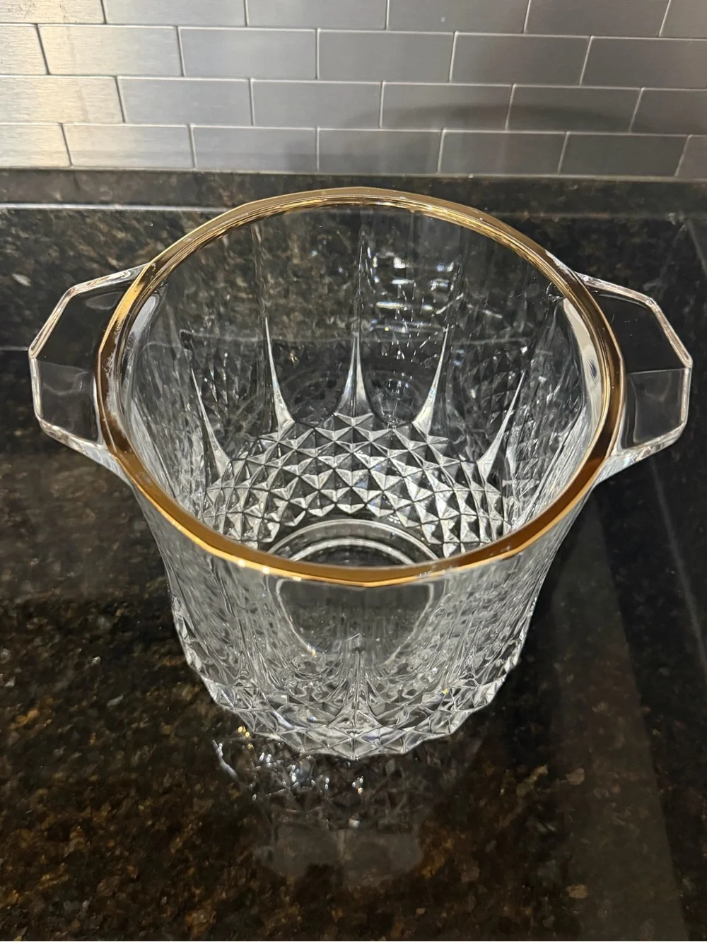 Vintage Cristal D’Arques Durand Longchamp Gold Champagne Bucket | Utensil Crock